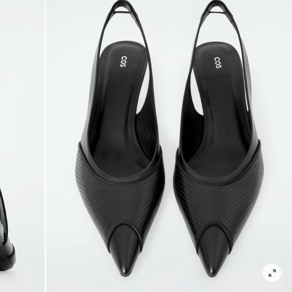 COS Elegant Black Perforated Slingback Heels